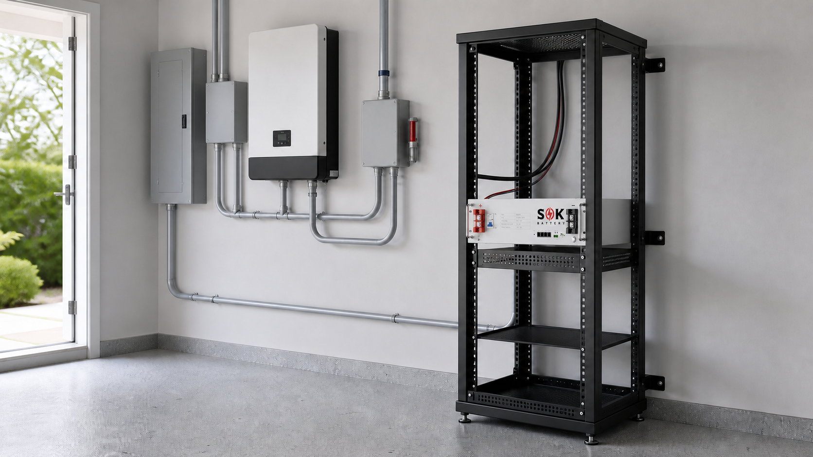 SOK SK48V100N in an expandable indoor energy storage cabinet